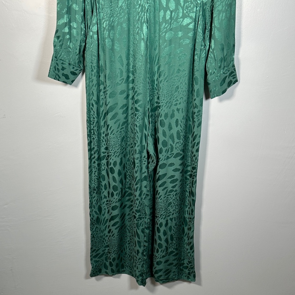 Topshop Emerald Green Statement Wide-Leg Jumpsuit – Tie Neck – Size 6 - Picture 5 of 15